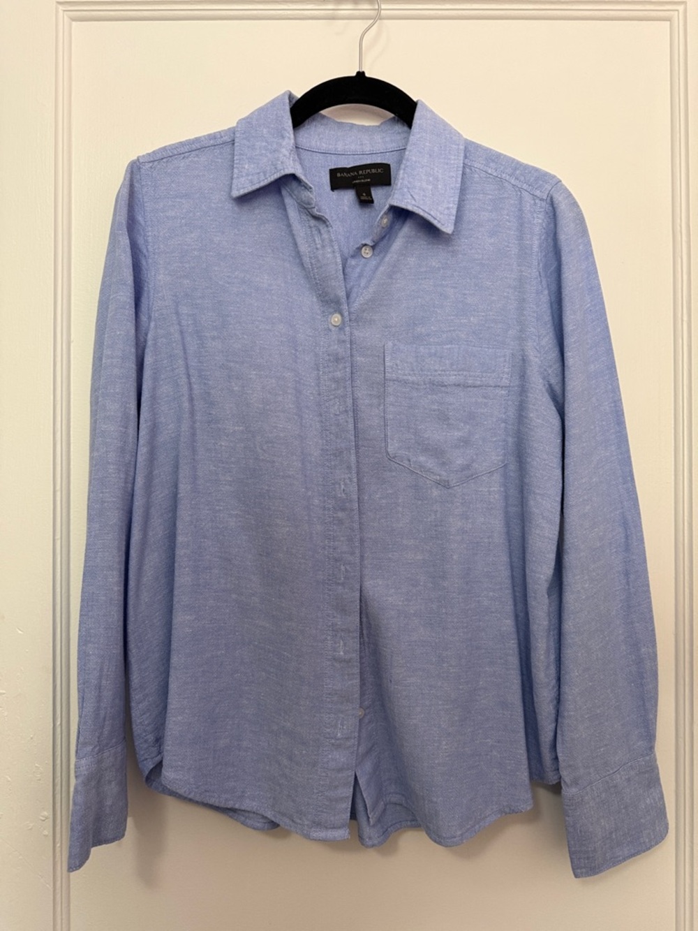 Banana Republic Sky Blue Cotton-Linen Button-Down Shirt